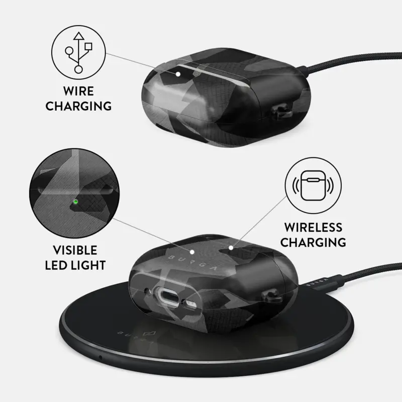 Burga Night Black Camo - Apple AirPods 4 & AirPods 4 ANC Suojakotelo - 2999622