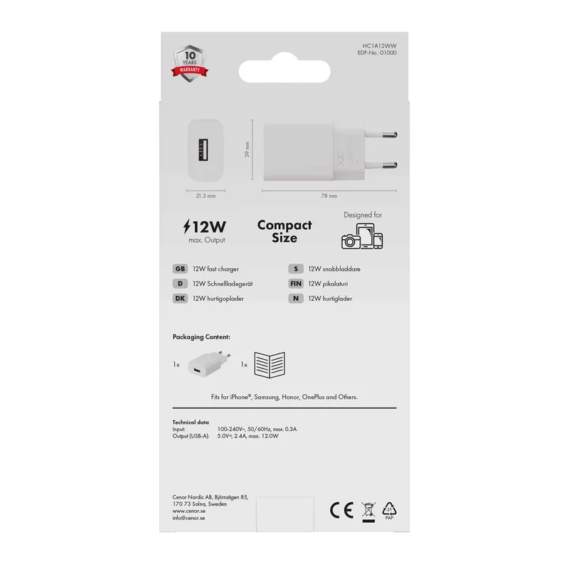 X2O 12 W:n kotilaturi USB-A valkoinen - 3401000