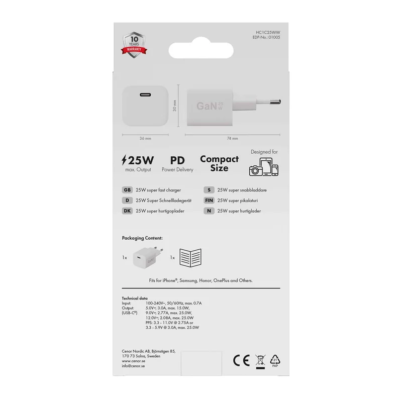 X2O 25 W kotilaturi USB-C GaN valkoinen - 3401005