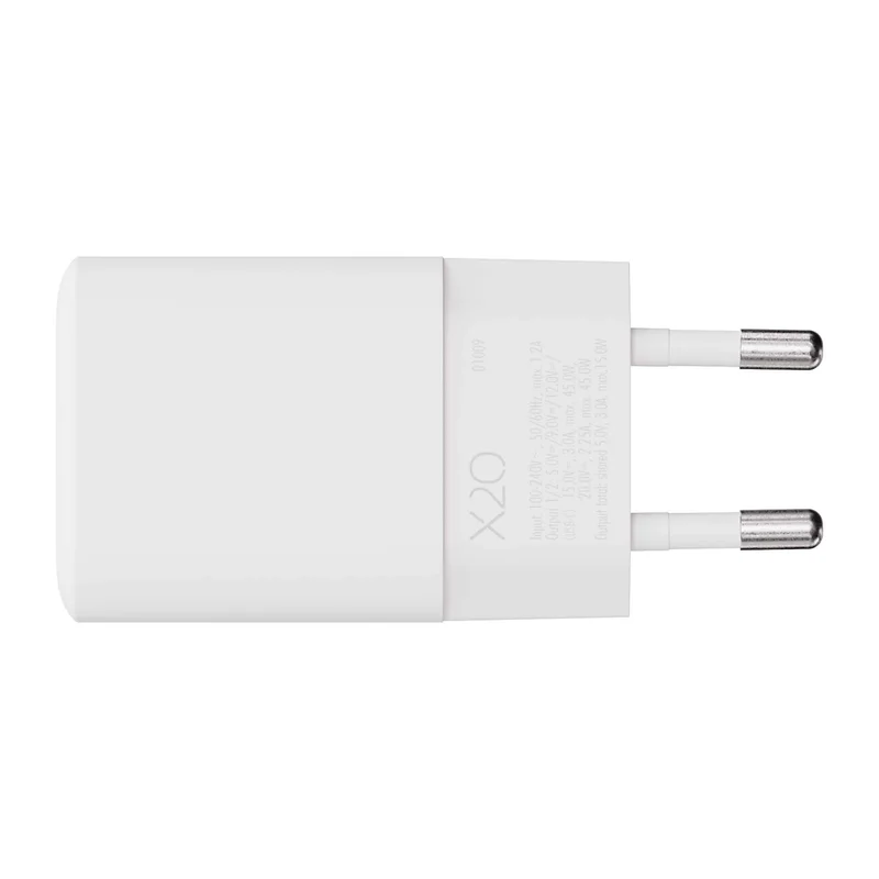 X2O 45 W kaksinkertainen kotilaturi USB-C/C GaN valkoinen - 3401009