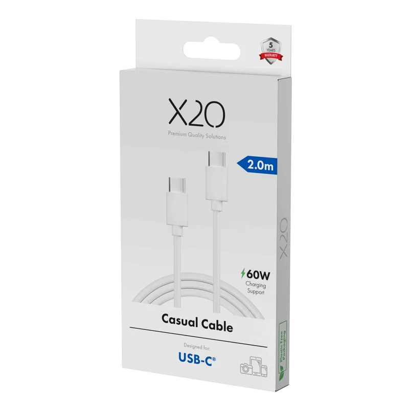 X2O Basic 60 W USB-C/C-kaapeli 2 m valkoinen - 3401019