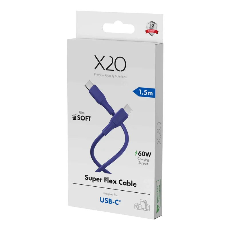 X2O SUPERFLEX 60 W USB-C/C-kaapeli 1,5 m tummansininen - 3401052