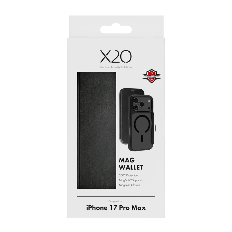 X2O Mag Wallet Lompakkokotelo Apple iPhone 17 Pro Max Musta - 3410003