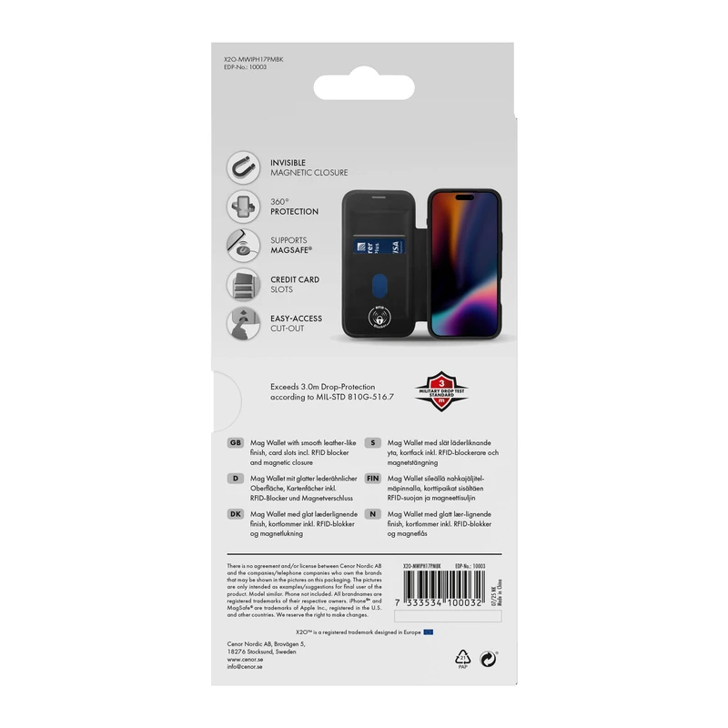 X2O Mag Wallet Lompakkokotelo Apple iPhone 17 Pro Max Musta - 3410003