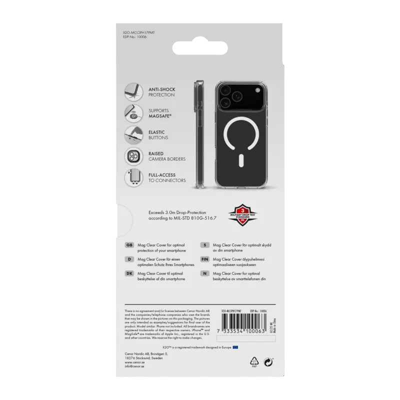 X2O Mag Clear Suojakuori Apple iPhone 17 Pro Max Kirkas - 3410006