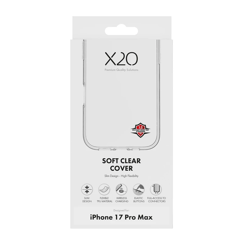 X2O Clear Soft Suojakuori Apple iPhone 17 Pro Max Kirkas - 3410007