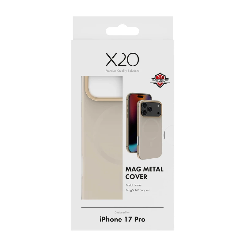 X2O Mag Metal Suojakuori Apple iPhone 17 Pro Beige/Gold - 3410013