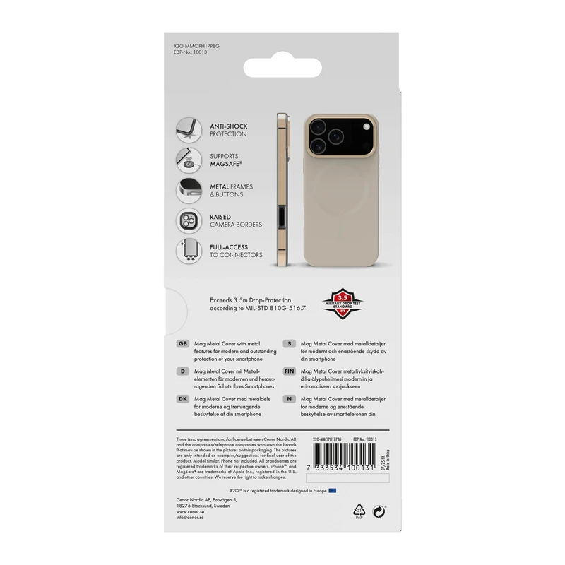 X2O Mag Metal Suojakuori Apple iPhone 17 Pro Beige/Gold - 3410013