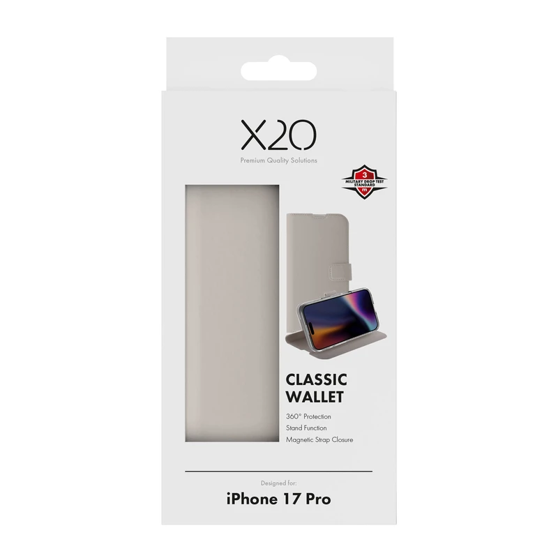 X2O Classic Wallet Lompakkokotelo Apple iPhone 17 Pro Greige - 3410018