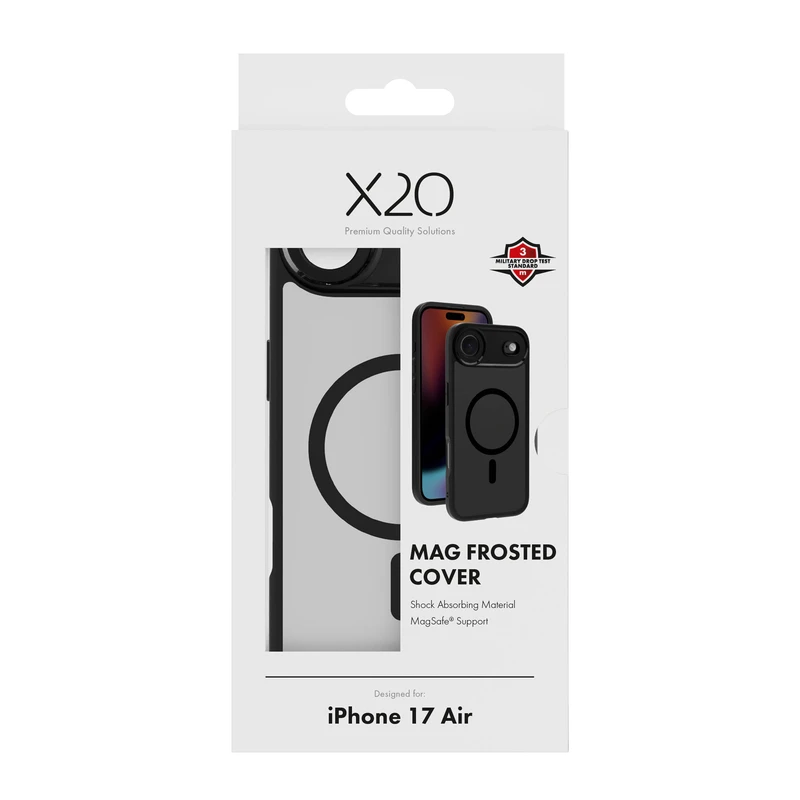 X2O Mag Frosted Suojakuori Apple iPhone Air Semi-Kirkas/Musta - 3410022