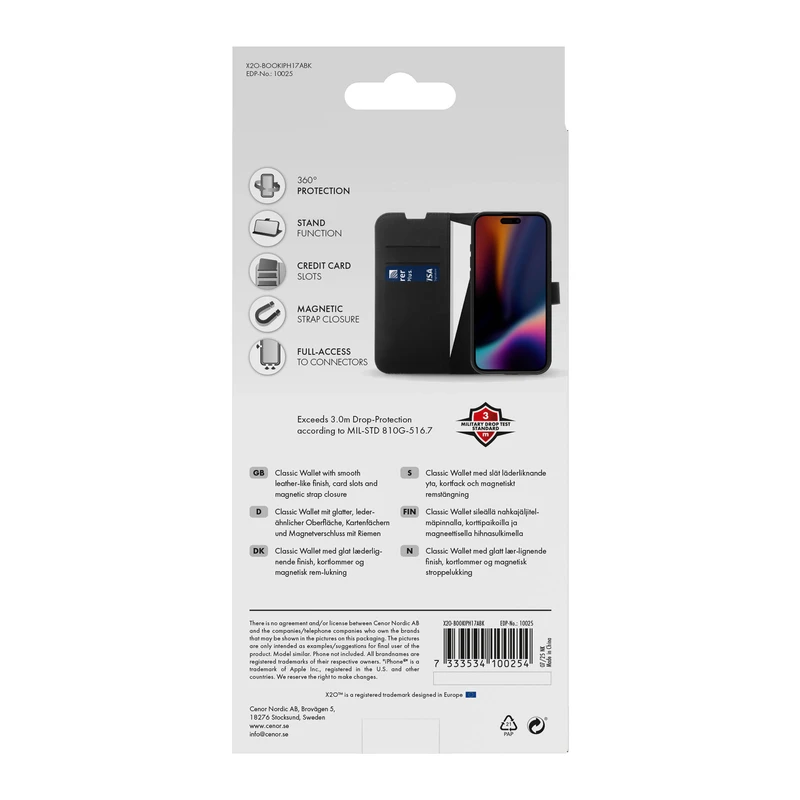 X2O Classic Wallet Lompakkokotelo Apple iPhone Air Musta - 3410025