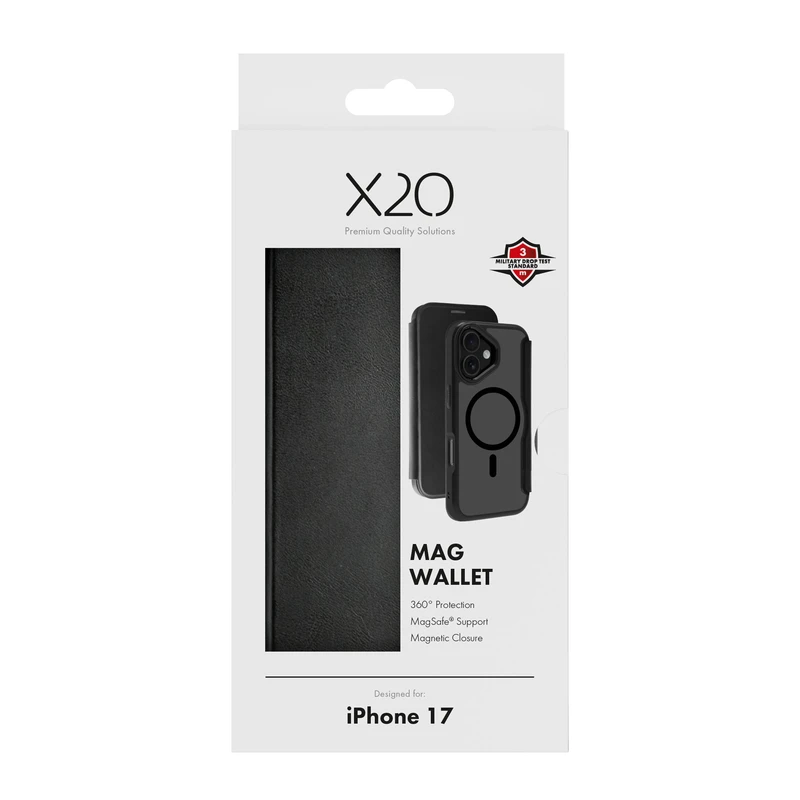 X2O Mag Wallet Lompakkokotelo Apple iPhone 17 Musta - 3410028