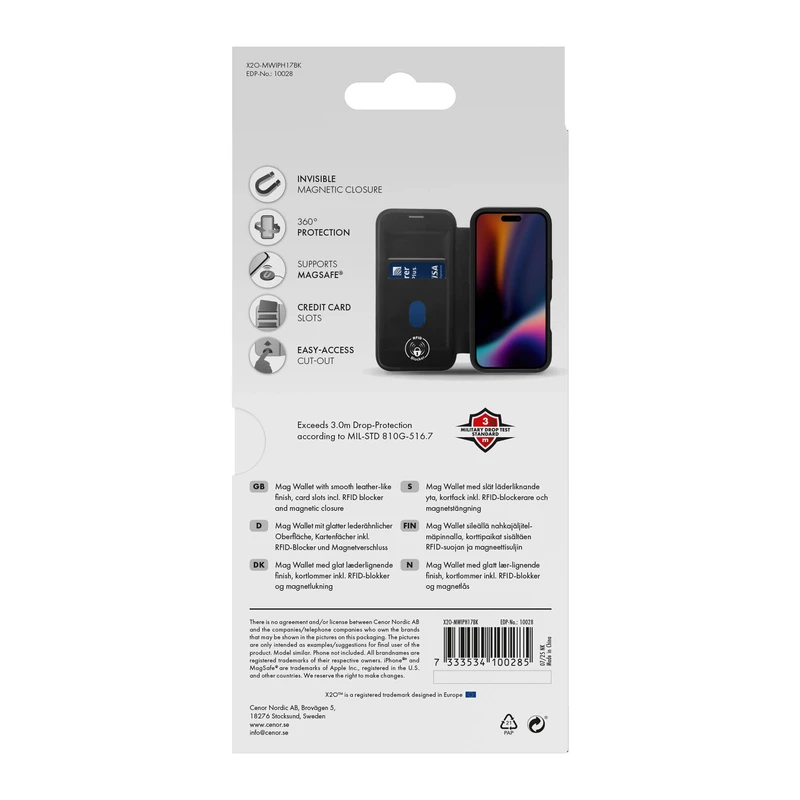 X2O Mag Wallet Lompakkokotelo Apple iPhone 17 Musta - 3410028