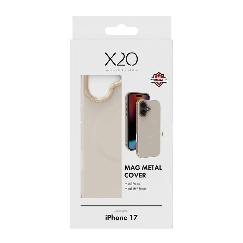 X2O Mag Metal Suojakuori Apple iPhone 17 Beige/Gold - 3410030