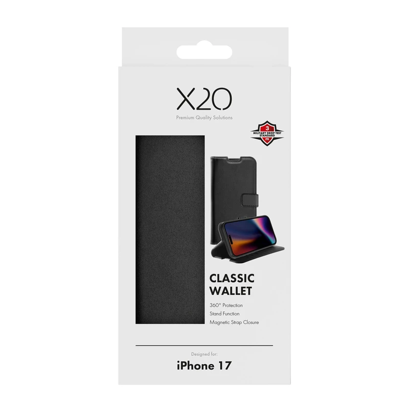 X2O Classic Wallet Lompakkokotelo Apple iPhone 17 Musta - 3410034