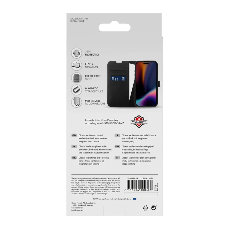 X2O Classic Wallet Lompakkokotelo Apple iPhone 17 Musta - 3410034