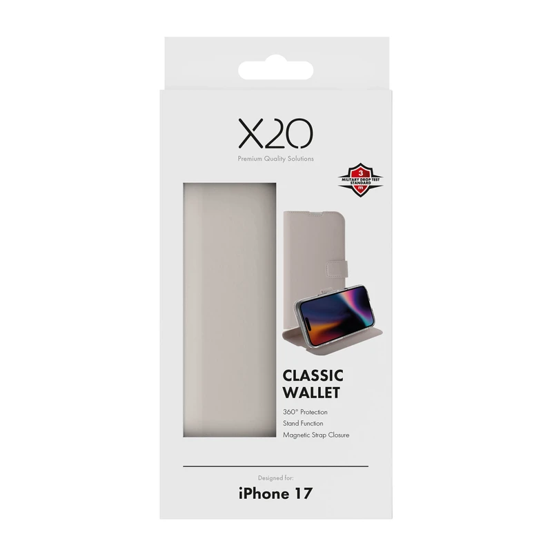 X2O Classic Wallet Lompakkokotelo Apple iPhone 17 Greige - 3410035