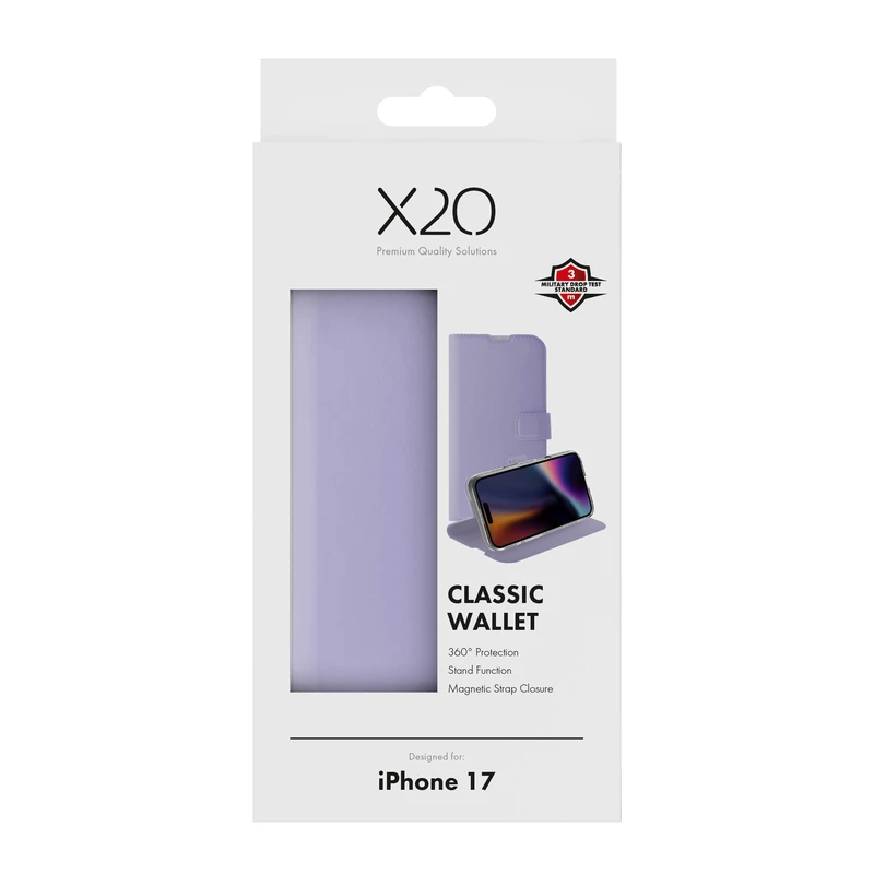 X2O Classic Wallet Lompakkokotelo Apple iPhone 17 Lavender - 3410037