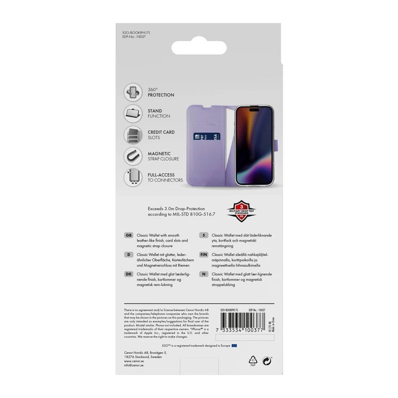 X2O Classic Wallet Lompakkokotelo Apple iPhone 17 Lavender - 3410037