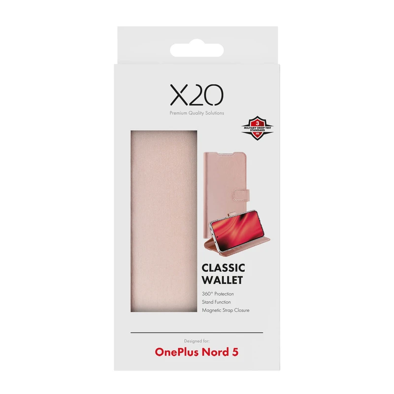 X2O Classic Wallet Lompakkokotelo OnePlus Nord 5  Rose Gold - 3410051