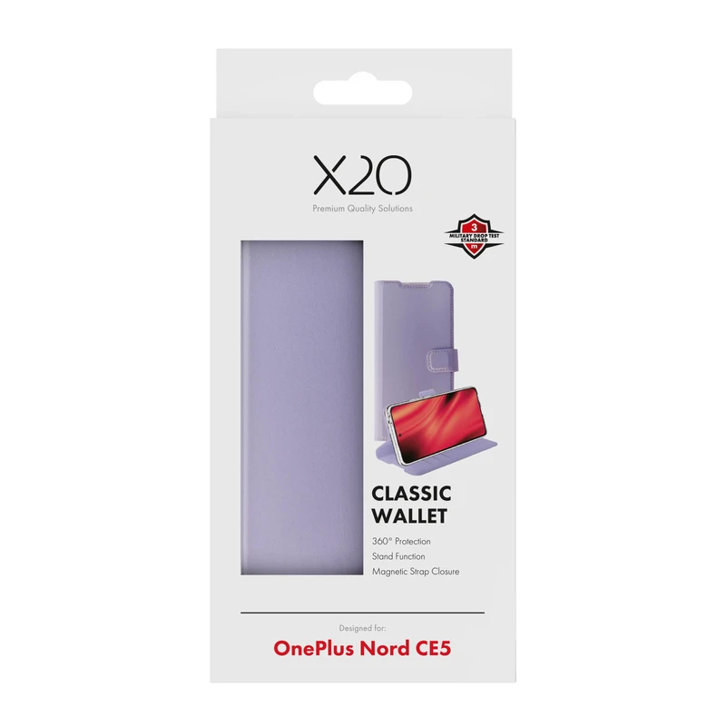 X2O Classic Wallet Lompakkokotelo OnePlus Nord CE5 Lavender - 3410056