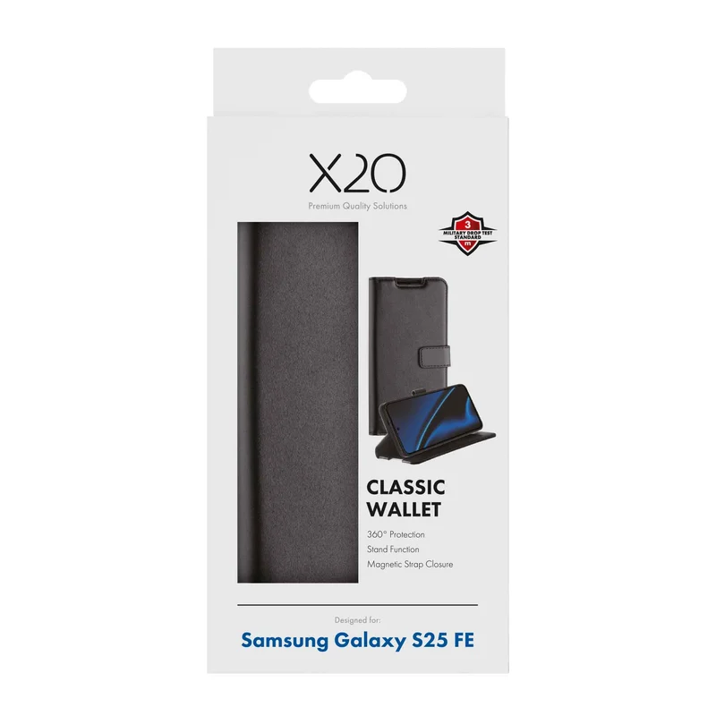 X2O Classic Wallet Lompakkokotelo Samsung Galaxy S25 FE  Musta - 3410065