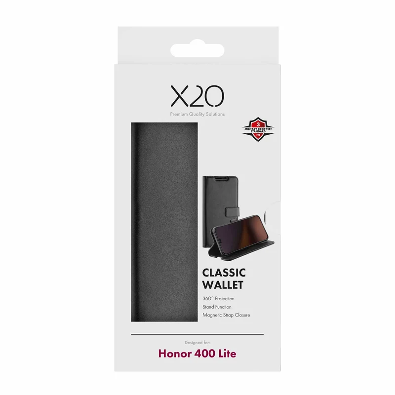 X2O Classic Wallet Lompakkokotelo Honor 400 Lite Musta - 3410069