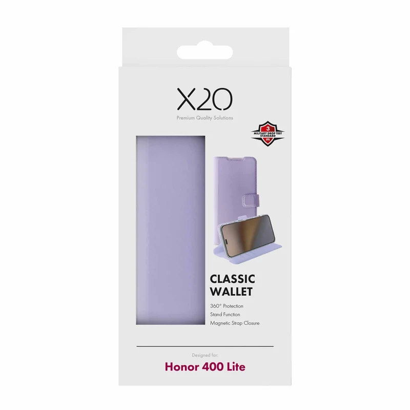 X2O Classic Wallet Lompakkokotelo Honor 400 Lite Lavender - 3410070