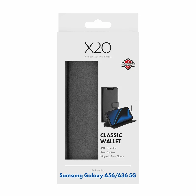 X2O Classic Wallet Lompakkokotelo Samsung Galaxy A56/A36 5G Musta - 3410075