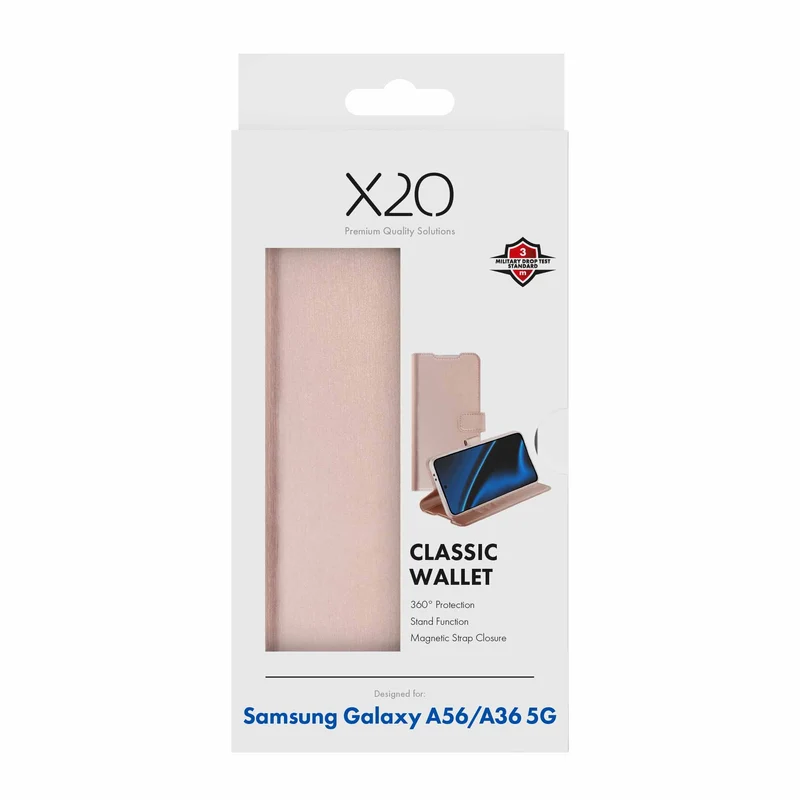 X2O Classic Wallet Lompakkokotelo Samsung Galaxy A56/A36 5G  Rose Gold - 3410078