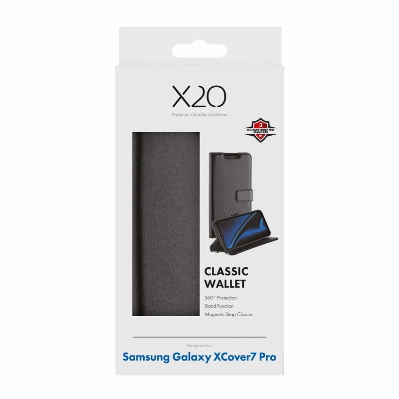X2O Classic Wallet Lompakkokotelo Samsung Galaxy Xcover7 Pro Musta - 3410088