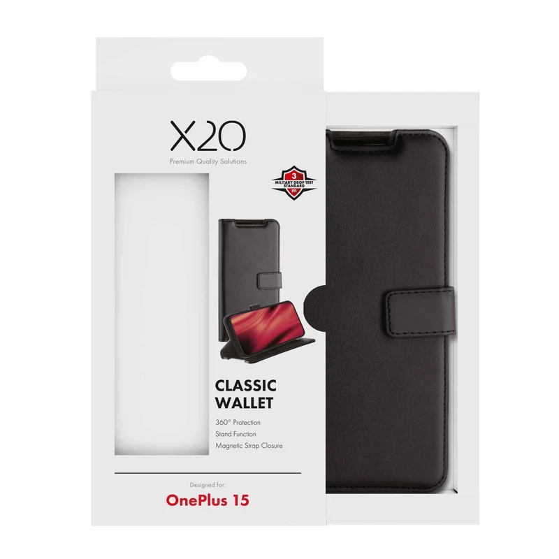 X2O Classic Wallet Lompakkokotelo OnePlus 15 Musta - 3410101