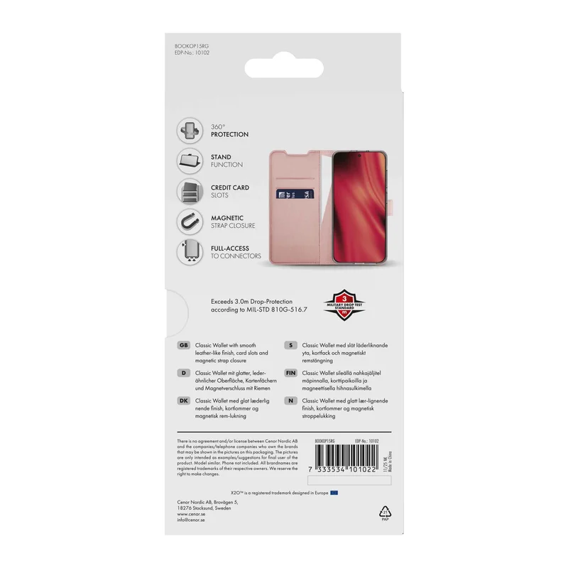 X2O Classic Wallet Lompakkokotelo OnePlus 15  Rose Gold - 3410102