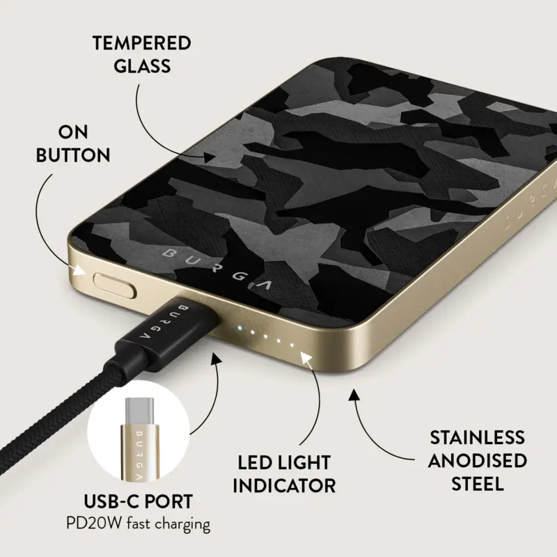 Burga Night Black Camo - MagSafe Power Bank 5000 mAh Kulta - 4108475