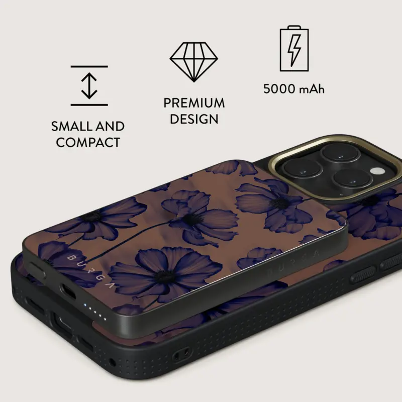 Burga Velvet Night - MagSafe Power Bank 5000 mAh Harmaa metalli - 4108572