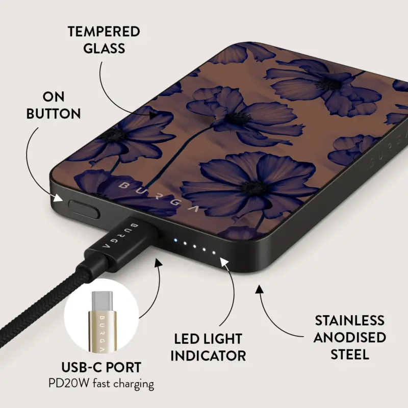 Burga Velvet Night - MagSafe Power Bank 5000 mAh Harmaa metalli - 4108572
