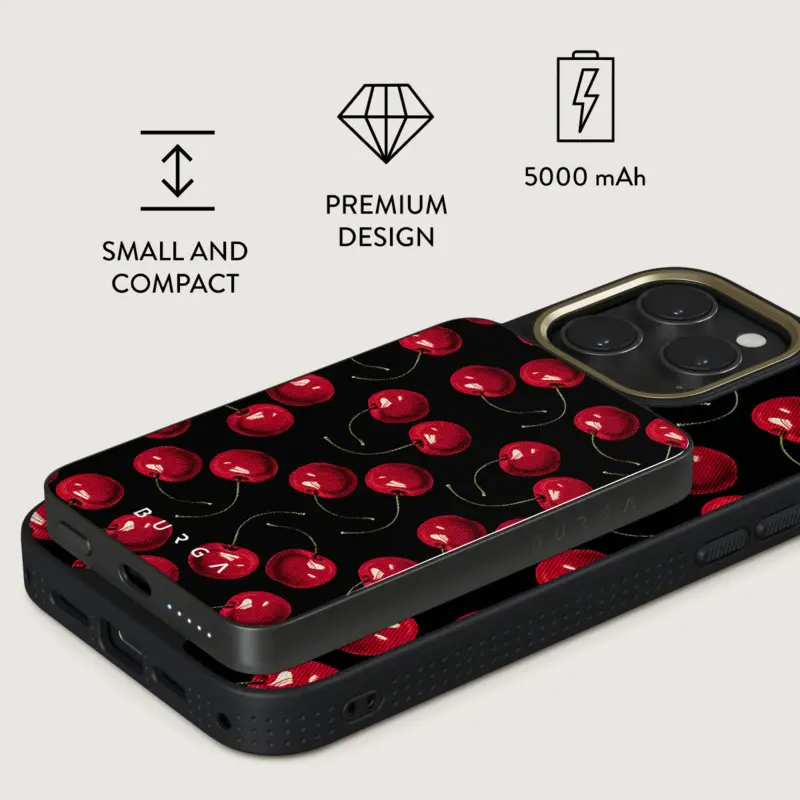 Burga Cherrybomb - MagSafe Power Bank 5000 mAh Harmaa metalli - 4108580