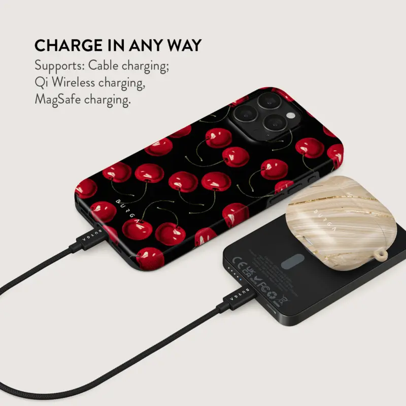 Burga Cherrybomb - MagSafe Power Bank 5000 mAh Harmaa metalli - 4108580