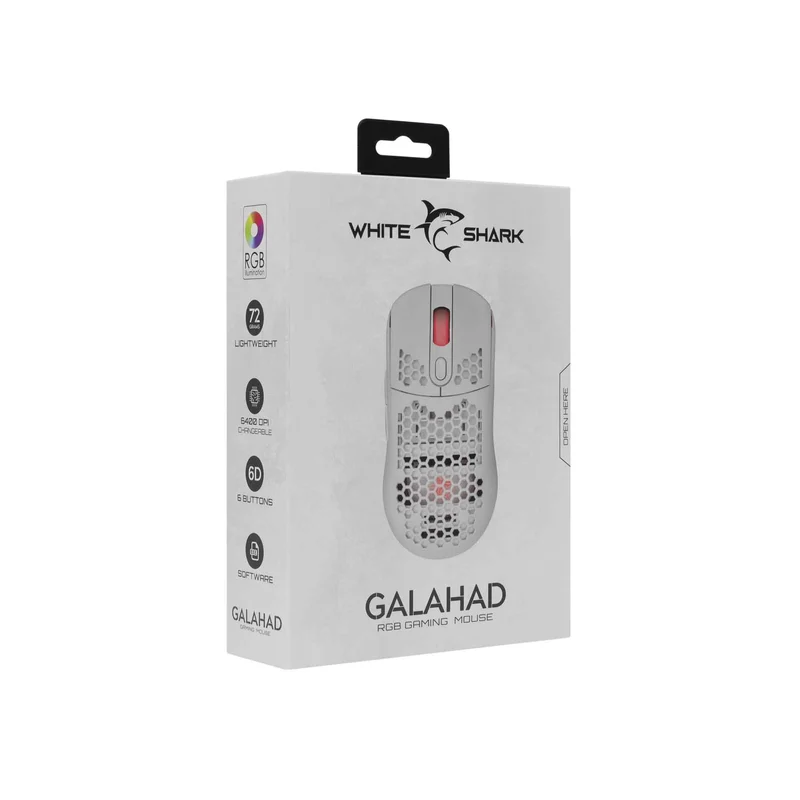 White Shark GALAHAD Pelihiiret 6D 7.200dpi Valkoinen - 7326624