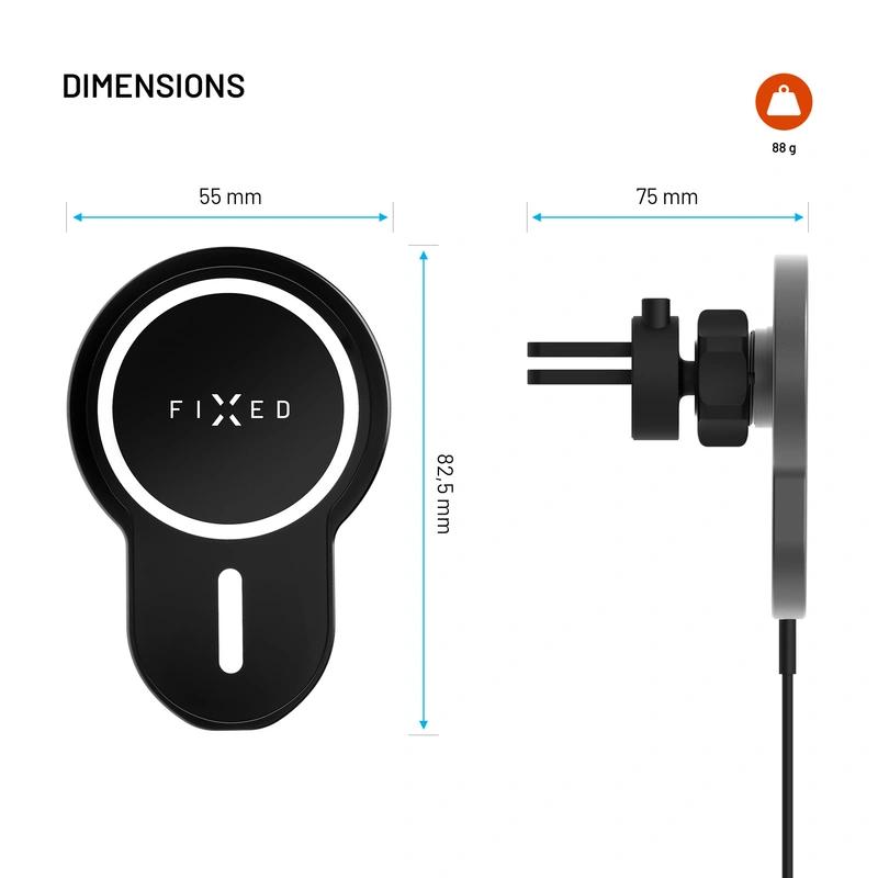 FIXED MagClick 15W Puhelinteline ilmanvaihtoritilään - 8012231