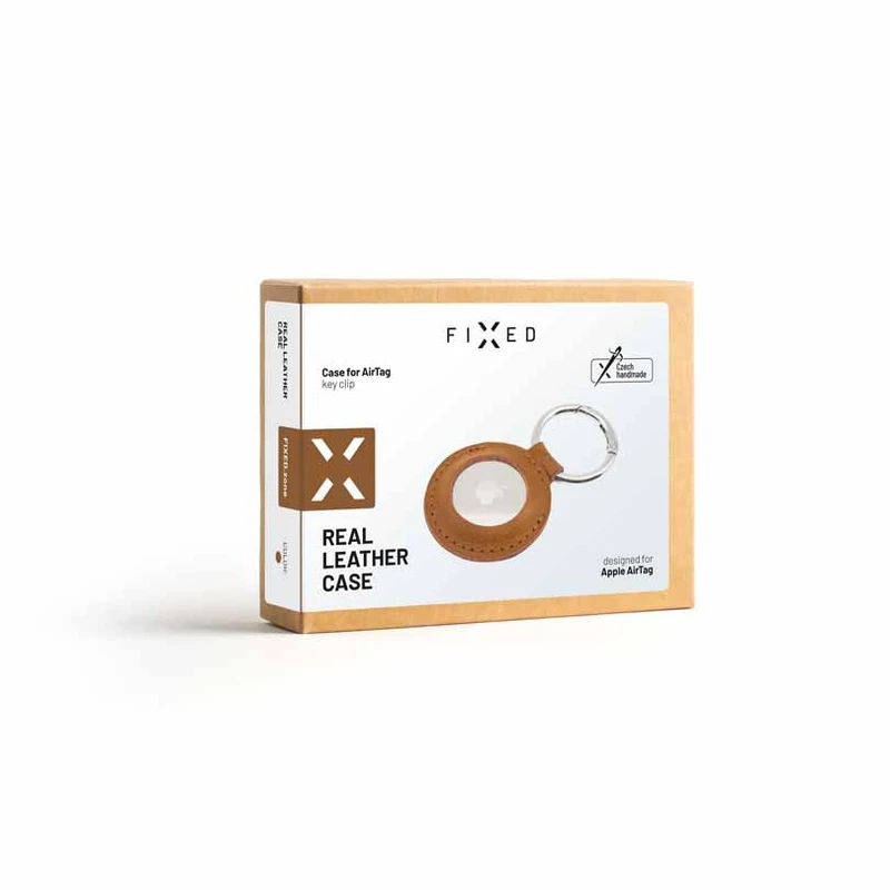 FIXED Aitoa nahkaa oleva AirTag avaimenperäkotelo Ruskea - 8013169