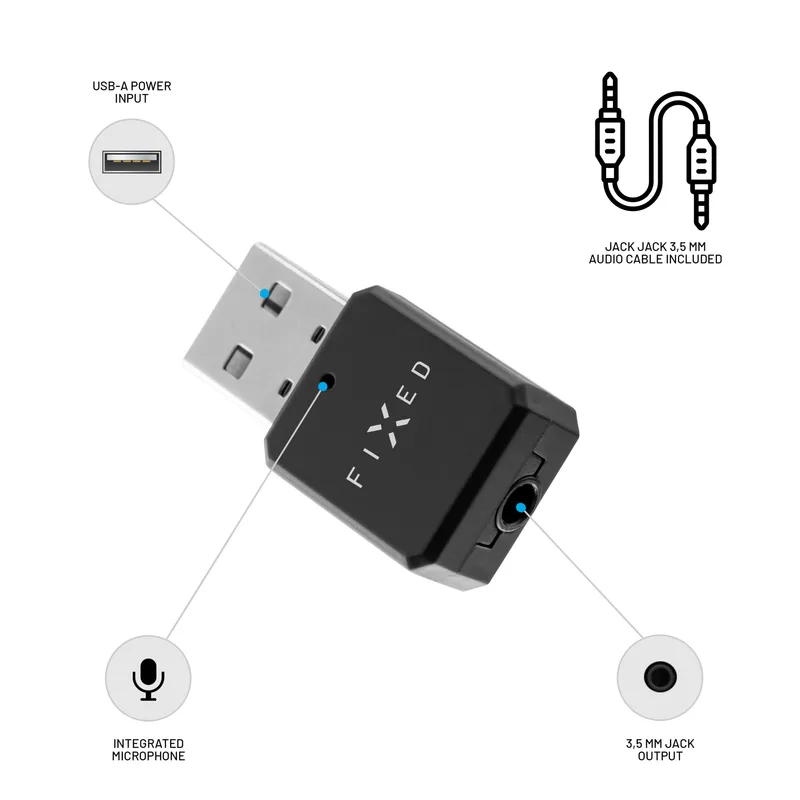 FIXED SIGNAL Bluetooth-audiovastaanotin 3.5 mm Musta - 8013622