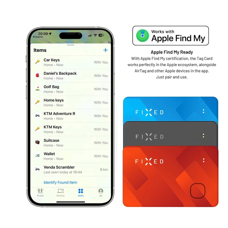 FIXED Tag Card Apple Find My paikannin Musta - 8014665