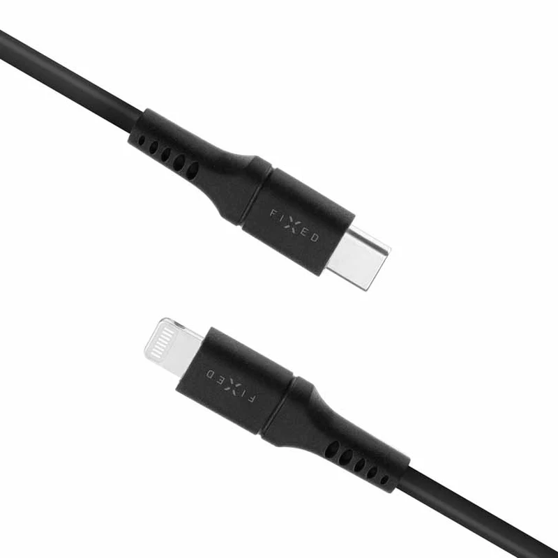 FIXED LIQUID Silikonikaapeli USB-C/Lightning 1.2m Musta - 8014733