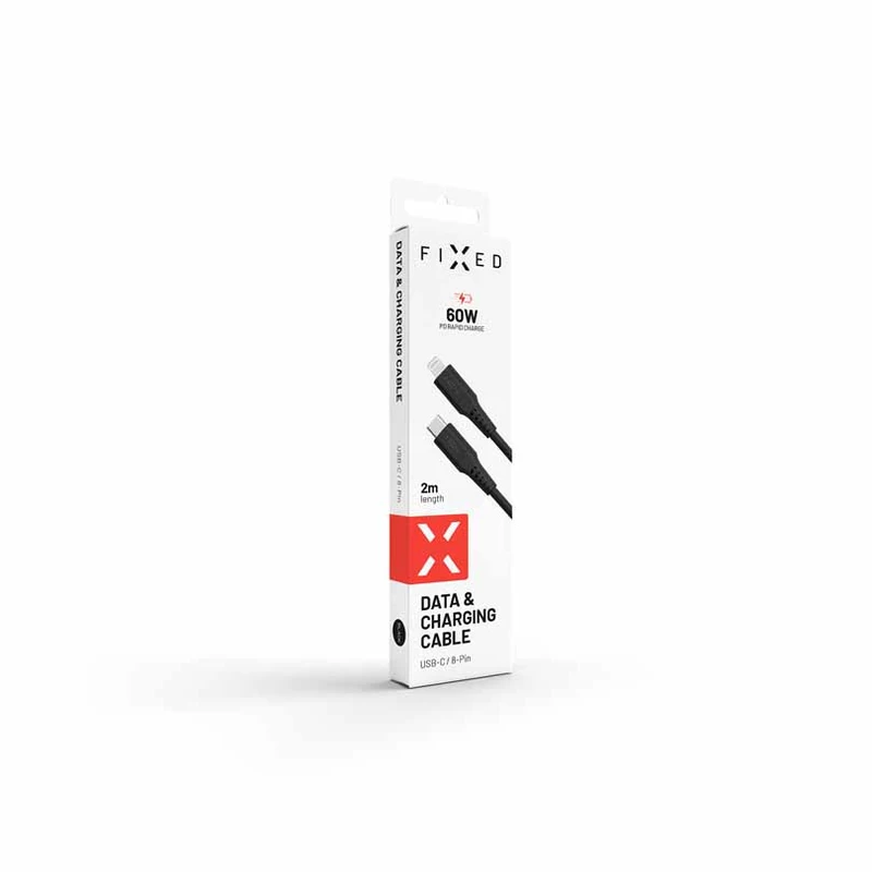 FIXED LIQUID Silikonikaapeli USB-C/Lightning 2m Musta - 8014735