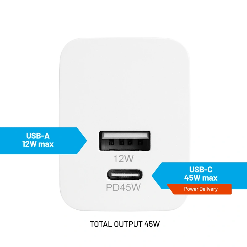 FIXED Supernopea Mini Kotilaturi 45W USB-C PD+USB-A Valk - 8014999