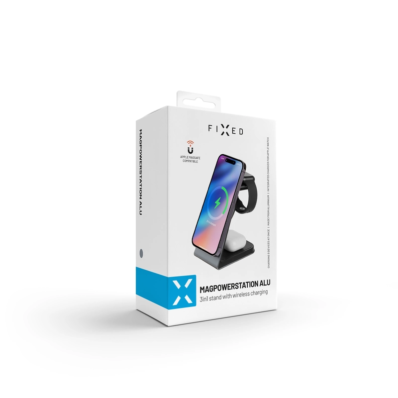 FIXED 3in1 ALU Langaton MagSafe Latausasema Musta - 8015423