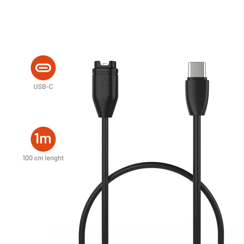 FIXED USB-C-latauskaapeli Garmin älykellolle 1m Musta - 8016121