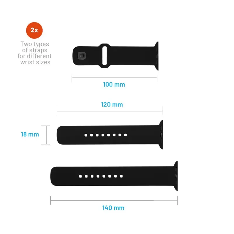 FIXED Silikoniranneke Apple Watch 42/44/45mm Musta - 8016132