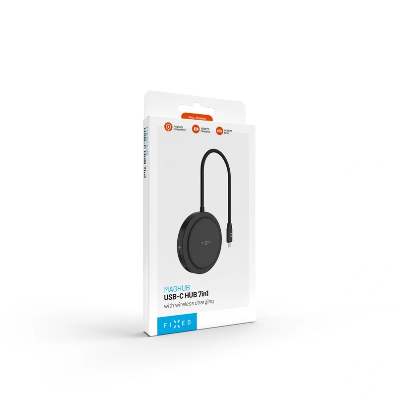 FIXED MagHub 7in1 USB-C HUB 4K & langaton lataus Musta - 8016457